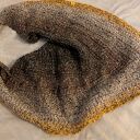 Chusta szydełkowa z merino Kokonek Classic - błękitno-beżowa (handmade)