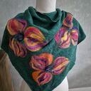 Turkusowa chusta handmade z wełny merynosów