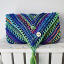 Kolorowa ciepła chusta z chwostami ręcznie robiona