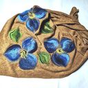miodowa chusta handmade wełniana, elementy filcowane to wełna merynosów, produkt