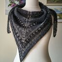 Ręcznie robiona chusta na drutach Antracyt - jedwab, moher i merino