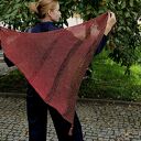 Asymetryczna chusta lniana boho z chwostami