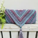 Kolorowa mała chusta apaszka zapinana z chwostem ręcznie robiona