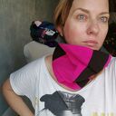 Komin dzianina kolorowy, blisko szyi 01