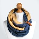 Miodowo-jeansowy komin tuba z zapinką - szalik bawełniany