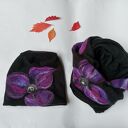 Czapka wełniana handmade Frida folk - filcowana merino na podszewce (rozmiar uniwersalny)