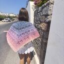 Ręcznie robiona chusta szydełkowa z bawełny i akrylu