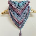 Kolorowa mała chusta apaszka zapinana z chwostem ręcznie robiona