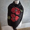 Super prezent na dzień mamy czarny ostatnie bez powtórek filcowany wełniany miły i ciepły szal handm