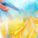 Apaszka jedwabna malowana Motyle na Łące