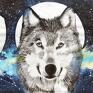 fazy księżyca szal z gwiazdami wilk i - ręcznie malowany jedwabny