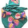 Ruda Klara kwiaty chustki i apaszki komplet wełniana czapka handmade na podszewce etno chusta
