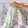 MinkuLUL chustki i apaszki kwiaty bzu szal jedwabny - prezent dla babci jedwab ręcznie malowany dzień