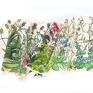 MinkuLUL urokliwe szal jedwabny malowany polskie zioła, ręcznie prezent ziołolecznictwo kwiaty polne chusta