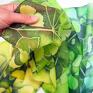 chustki i apaszki: szal jedwabny Miłorzębu, recznie malowany jedwab liście zielone gawroszka