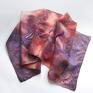 fioletowe szal jedwabny brązowy, ręcznie malowany z dwoma