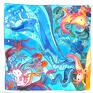 jedwabna Aksolotl - morze ocean malunek chustki i apaszki prezent dla przyjaciółki