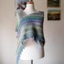 niebieskie chustki i apaszki duża miła, pięknie układająca się, wykonana ręcznie na rękodzieło stylowa chusta na drutach