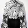 art nouveau chustki i czarno biały szal pióra apaszki malowane jedwabne