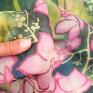 Szal jedwabny Hortensja - Dzień Babci - kwiaty jedwab malowane apaszki kwiatowe akwarela na jedwabiu