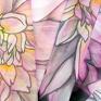 Szal jedwabny Dalie, ręcznie malowany - apaszka kwiaty