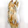 niebieskie chustki i apaszki malowany jedwabny złote skrzydła secesyjy szal boho