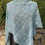 chustki i apaszki: Chusta asymetryczna z bawełną odcienie turkusu - szydełko szal