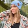 Brain Inside slouchy dwustronna logo z ekoskórki baby blue czapka beanie