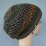 brązowe czapka - beret - kolory cieniowana ażurowa
