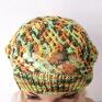 Barska czapki: ażurowy beret w jesiennych barwach - handmade beretoczapka