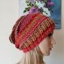 ręcznie na drutach - energy miła, ciepła - oryginalna bezszwowa czapka na druta rękodzieło
