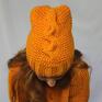 pomarańczowe czapki ciepła z warkoczem - różne kolory musztardowa