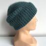 zielone ręcznie robiona czapka beanie aurea 100% baby merino prezent