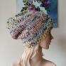 bezszwowa czapka na druta rękodzieło ręcznie na drutach - chunky z gradientem - miła, ciepła