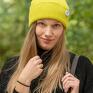 czapka damska żólta wywijana dwustronna logo kolorowe limonka