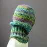 kominiarka boho z melanż kolorowa - handmade z golfem czapka z wełny
