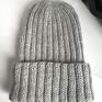 Ręcznie robiona beanie MIRA 100% plus moher i jedwab 05 Jasny Szary - czapka merino