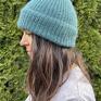 wełniana ręcznie robiona czapka beanie aurea 100% baby merino prezent