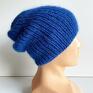 niesztampowe czapka handmade damska aurea 100% baby merino plus niebieska