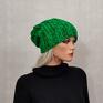 na zimę ręcznie robiona wełniana zielona gruba czapka unisex