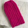 Czapka beanie chunky magenta / handmade różowa