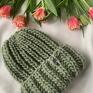 czapka wełniana big happy zielony handmade