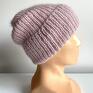 ręcznie robiona czapka beanie aurea 100% baby merino plus moher i jedwab 54/40 wełniana