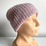 ręcznie robiona beanie aurea 100% baby merino plus moher i jedwab 54/40 czapka wywijana