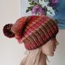 Buena Artis ręcznie na drutach - ciekawa z pomponem - zimowa bezszwowa czapka na druta