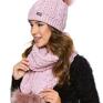 czapka ocieplana i szalik komplet damski z pomponem i zimowy różowy
