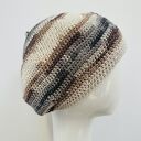 Wiosenny beret damski z antenką ręcznie robiony bawełna one size