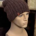 Brązowa czapka slouchy beanie z alpaki, moheru i jedwabiu