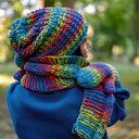 Czapka MERINO 50%- Tęcza błękit” NEVERLAND