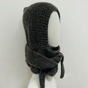 Balaclava-kominiarka z szalikiem - brąz i szarość, ręcznie na drutach